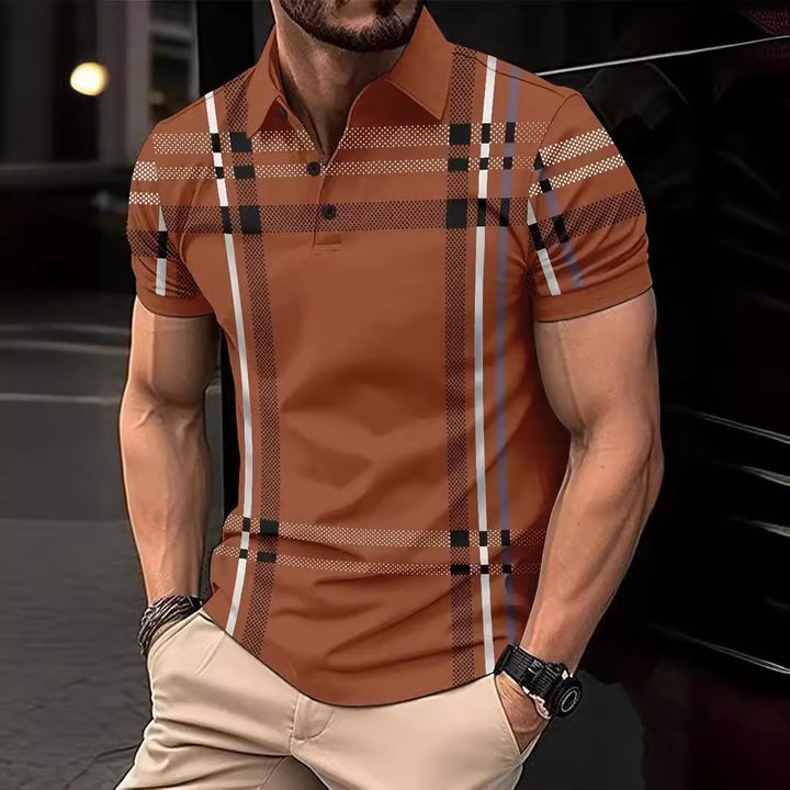 Herren Poloshirt mit modernem Karomuster und sportlichen Akzenten Echoarchiv