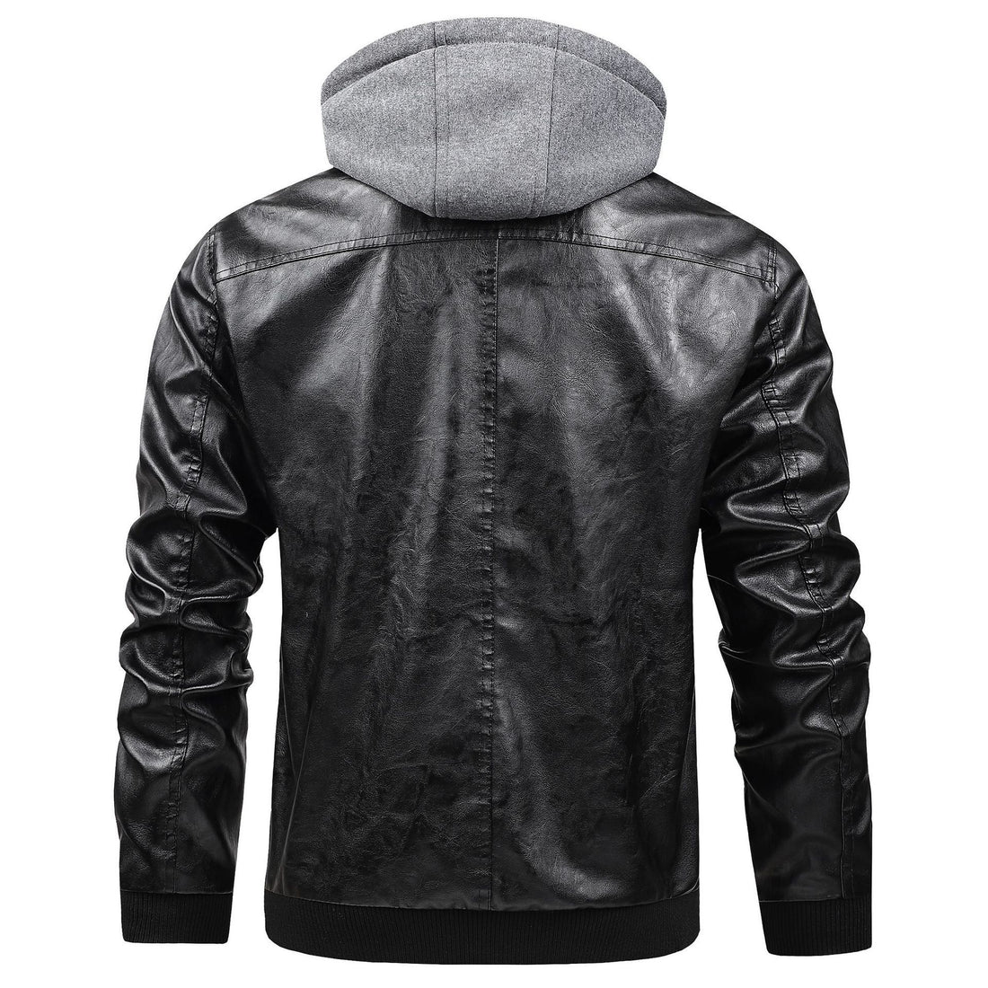 Herren Modische Kunstlederjacke mit abnehmbarer Kapuze Echo Archiv