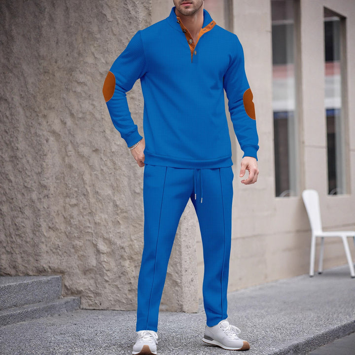 Herren Sportliches Set mit modernem Kragen und eleganten Applikationen Echoarchiv