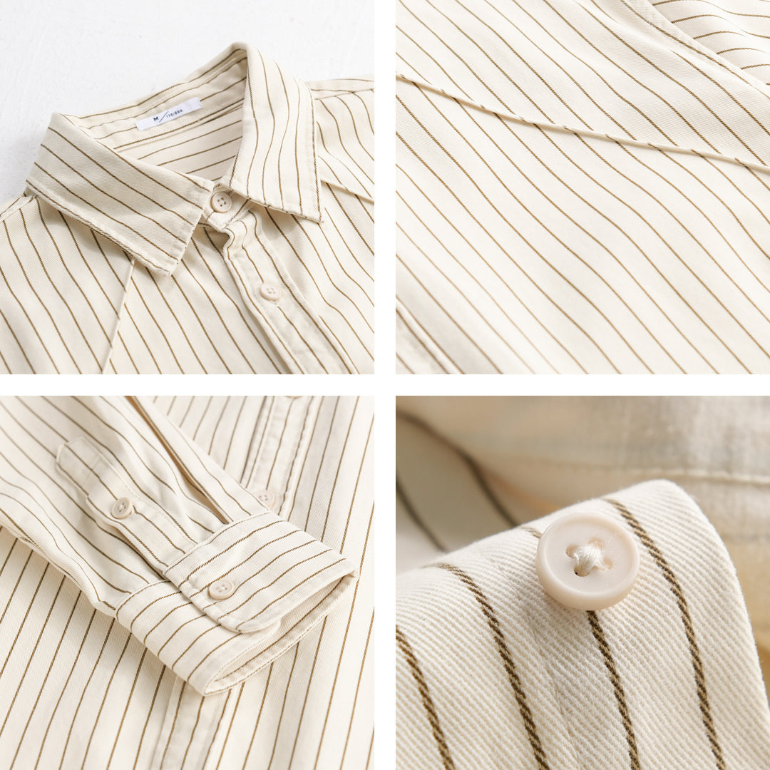 Herren Leichtes Streifen‑Overshirt mit Kentkragen und Raglanärmeln Echoarchiv