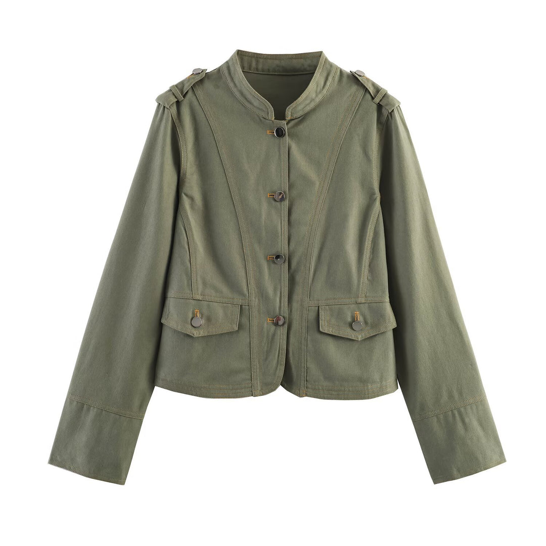 Damen Utility-Fieldjacke mit Stehkragen, Schulterpatten und Pattentaschen Echo Archiv