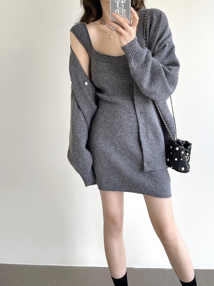 Damen Strickkleid mit offener Strickjacke Echo Archiv