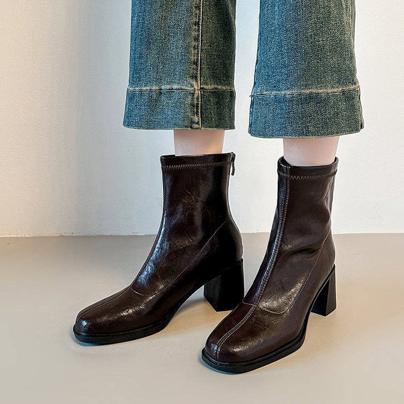 Damen Ankle-Boots mit schlankem Sockenschaft und sculpted Blockabsatz Echo Archiv