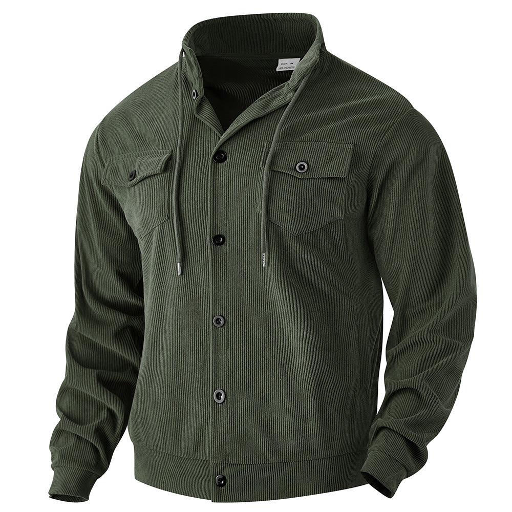 Herren nan strukturierte Cord-Workerjacke mit verdeckter Kapuze, Druckknopfverschluss und aufgesetzten Brusttaschen Echo Archiv