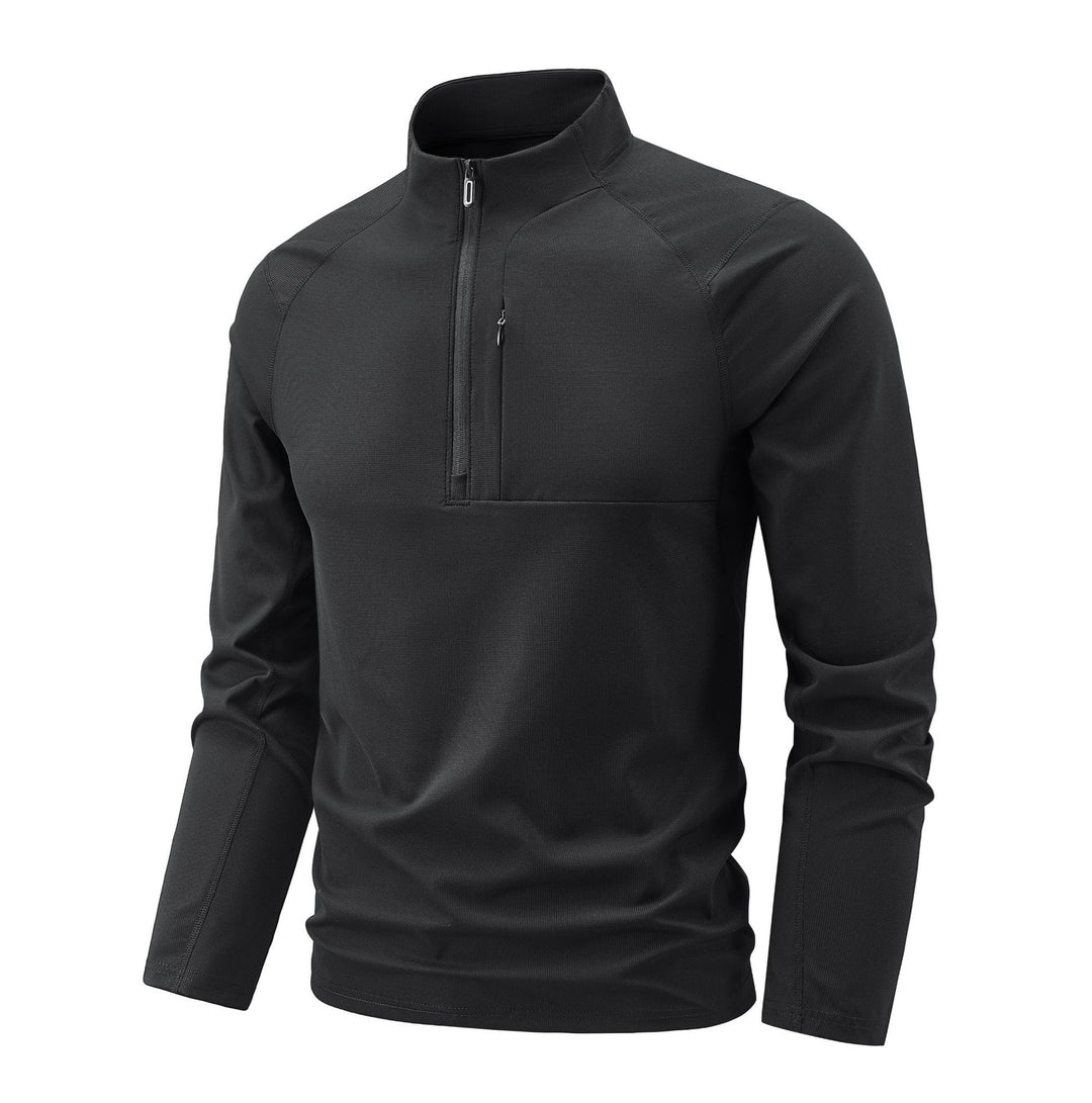 Herren Nano Technische Thermo Halb-Zip Pullover mit Stehkragen und Reißverschlusstasche auf der Brust – Cavarno
