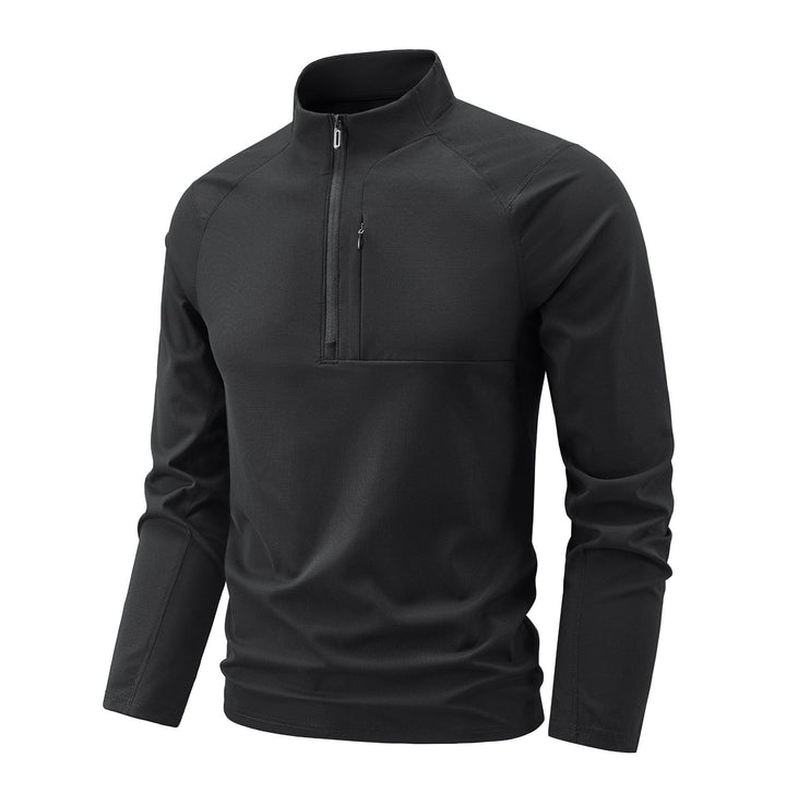 Herren Nano Technische Thermo Halb-Zip Pullover mit Stehkragen und Reißverschlusstasche auf der Brust – Cavarno