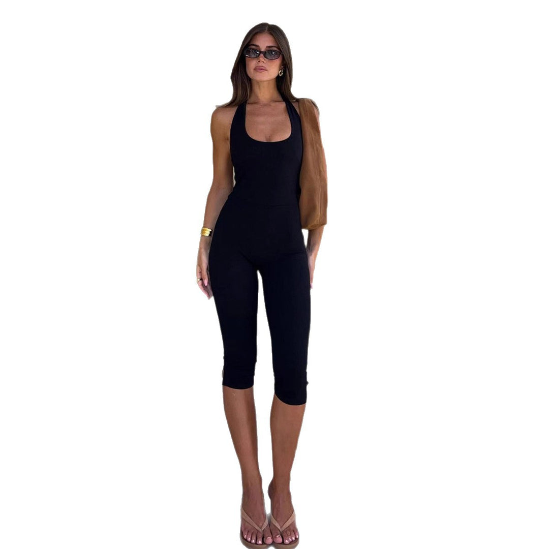 Damen Langärmliger Jumpsuit mit tiefem Ausschnitt und figurbetontem Design Echo Archiv