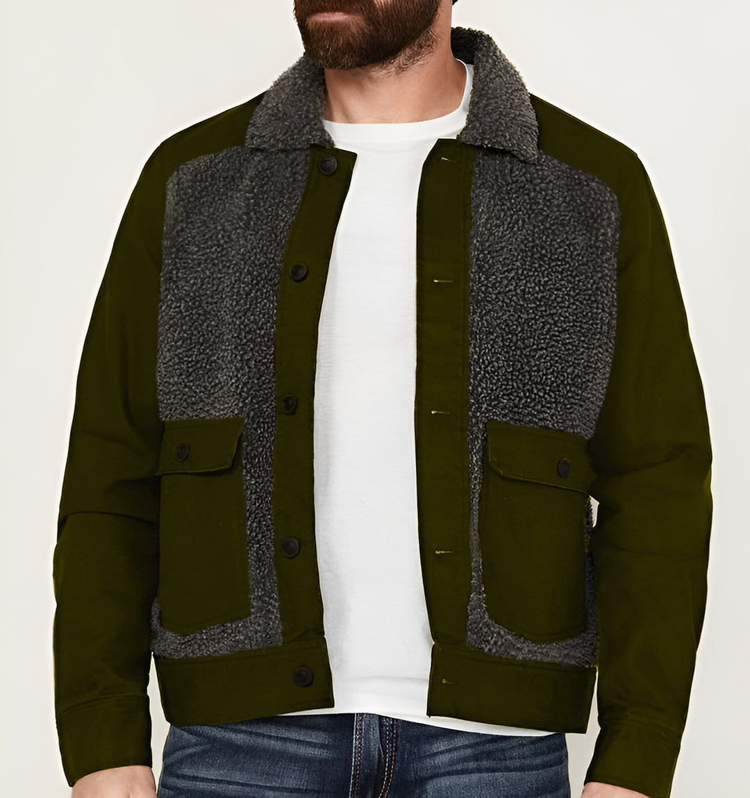 Herren Outdoor-Jacke mit Teddyfellkragen und funktionalen Taschen Echoarchiv