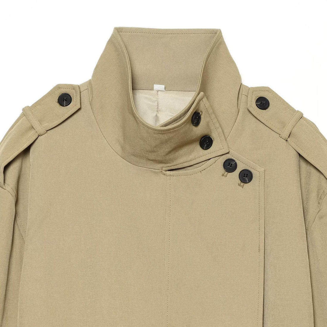Damen Kurztrench im leichten Gabardine‑Stil mit asymmetrischem Knopfverschluss und Bindegürtel Echoarchiv