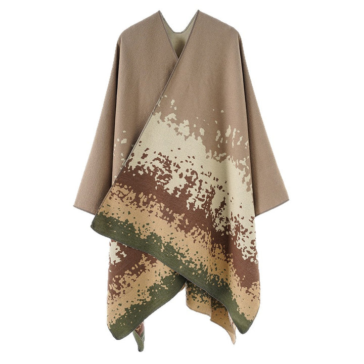 Damen Oversize Cape‑Stola im Doppelgewebe mit abstraktem Punktjacquard Echo Archiv