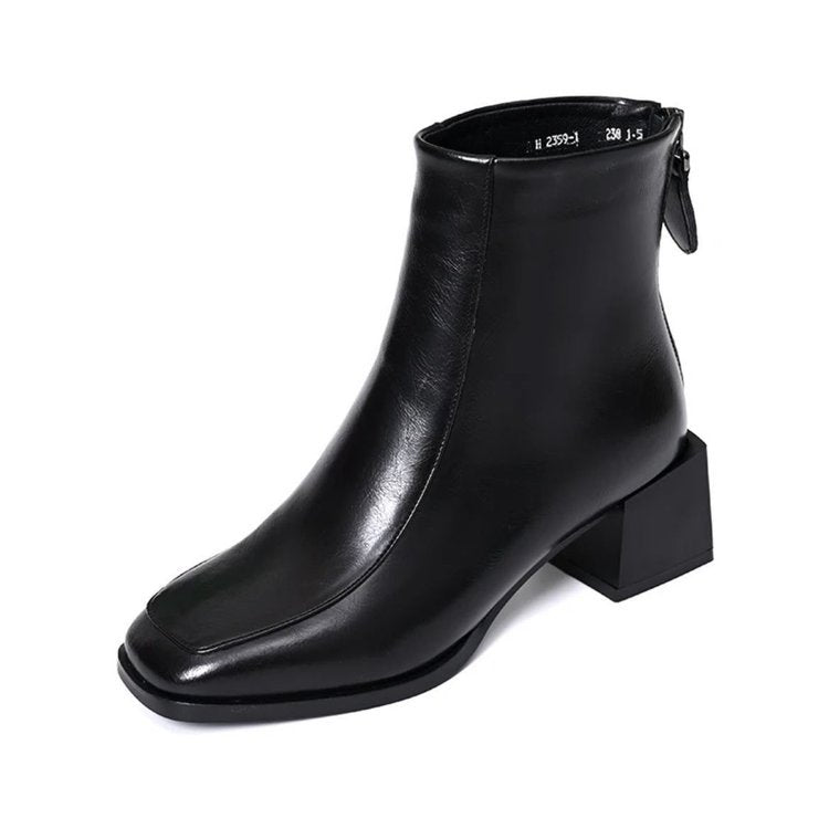 Damen Elegante Stiefeletten mit Blockabsatz und Reißverschluss – Varelle