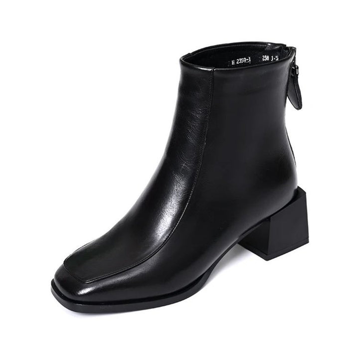 Damen Elegante Stiefeletten mit Blockabsatz und Reißverschluss – Varelle