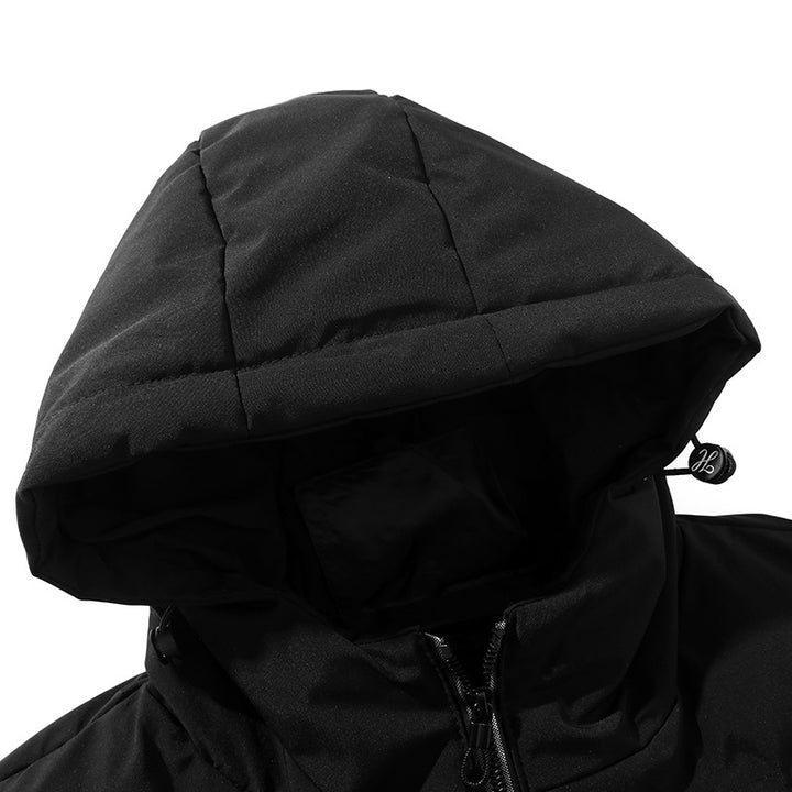 Herren Kurze Thermo-Steppjacke mit Kapuze, mattierter Oberfläche & Kontrastreißverschlüssen Echoarchiv