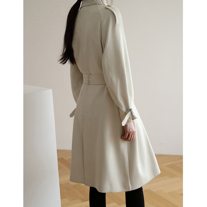 Damen Langer minimalistischer Trench‑Mantel im Cocoon‑Schnitt mit verstellbaren Manschetten Echo Archiv