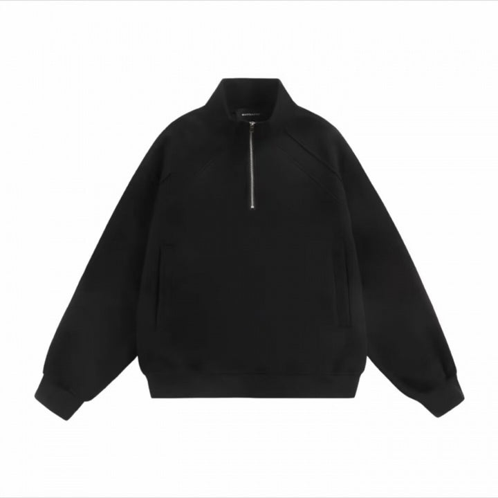 Unisex Halbzip-Sweatshirt mit Raglanärmeln, Eingrifftaschen und geripptem Saum Echoarchiv
