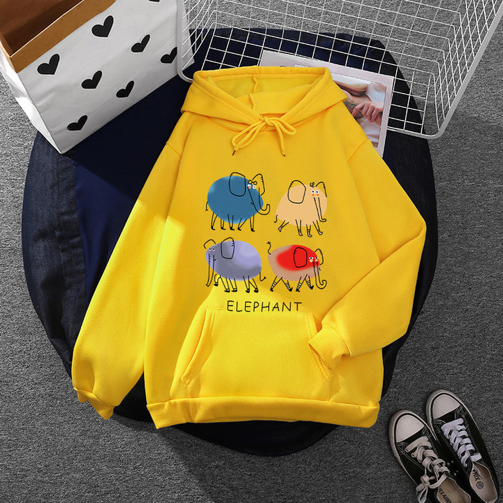 Damen Kapuzenpullover mit minimalistischer Grafik, lockerer Oversize-Passform und Kängurutasche – Auréline