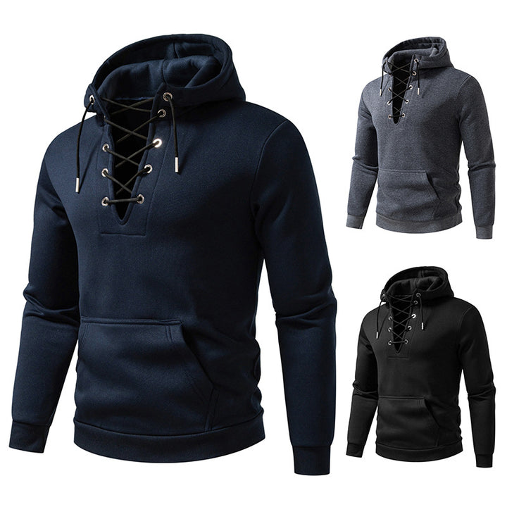 Herren Kapuzenpullover mit modischem Schnürdesign Echoarchiv