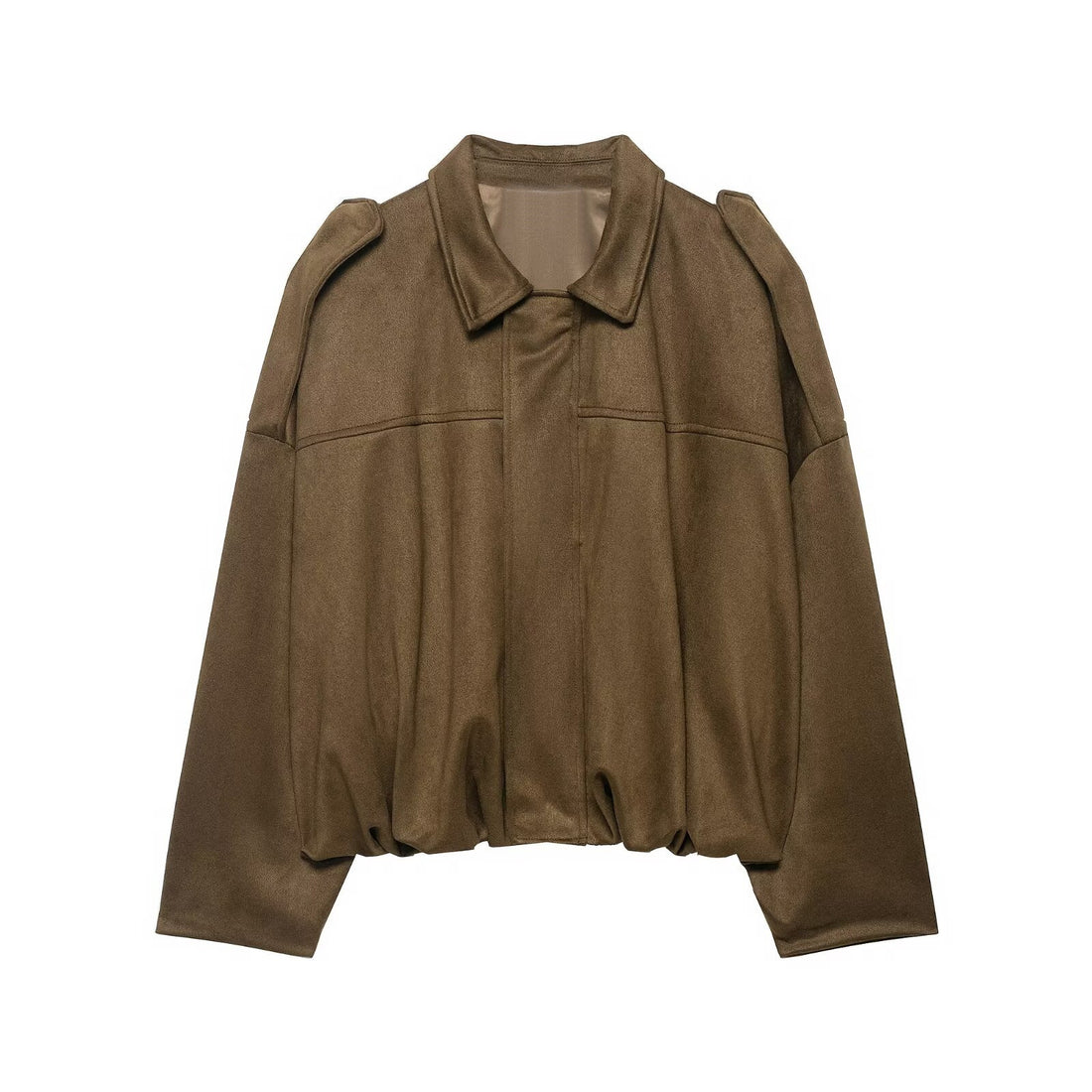 Damen Oversize-Cropped Jacke mit Balloon-Saum und Schulter-Cutouts Echoarchiv