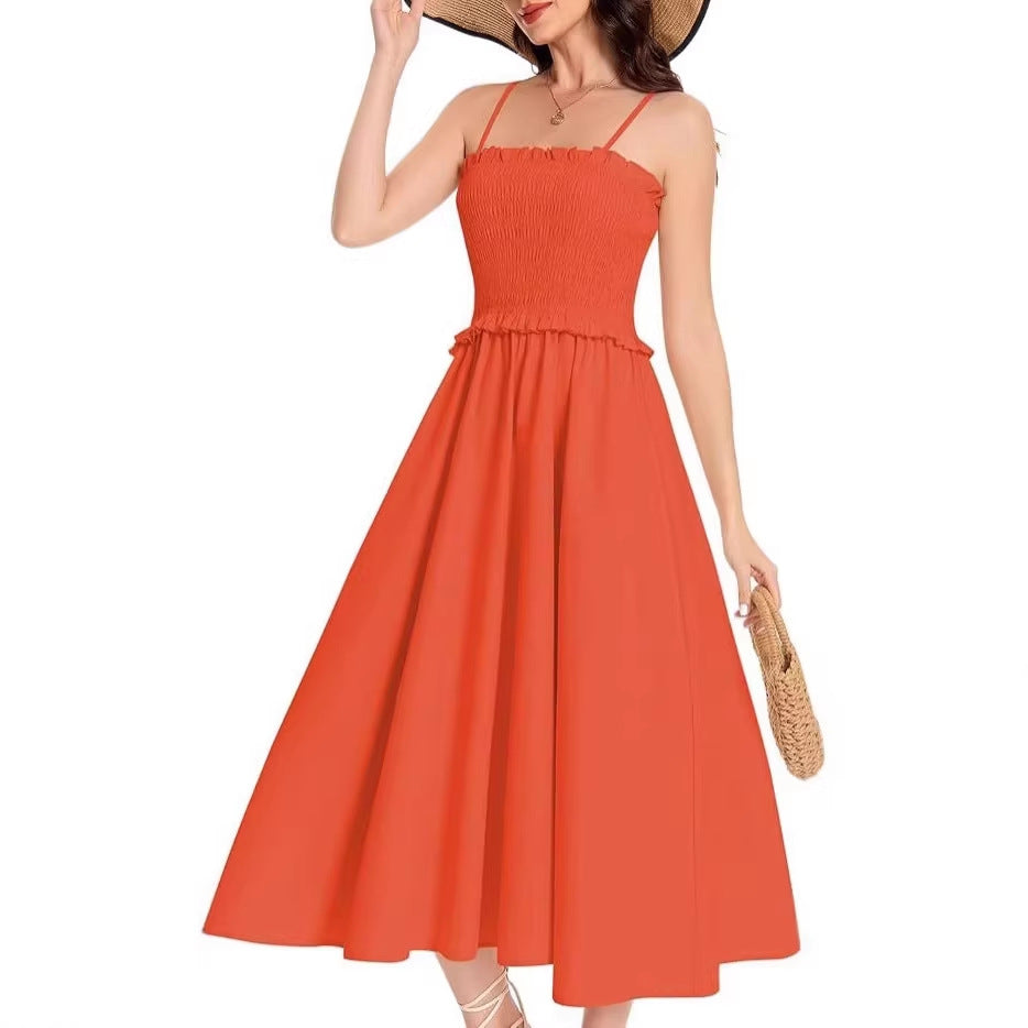 Damen Midi-Kleid mit elastischem Oberteil und weiten Rock Echo Archiv