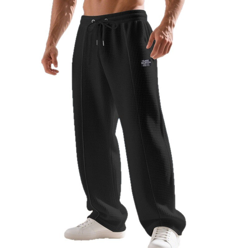 Herren Leichte Waffelstruktur-Loungehose mit elastischem Bund und Eingrifftaschen Echoarchiv