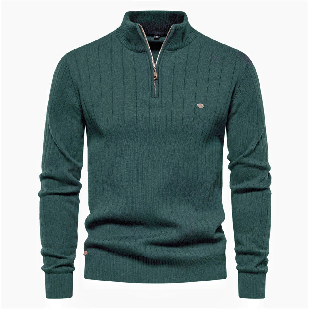 Herren Pullover mit eleganter Rippstruktur und halbem Reißverschluss Echoarchiv