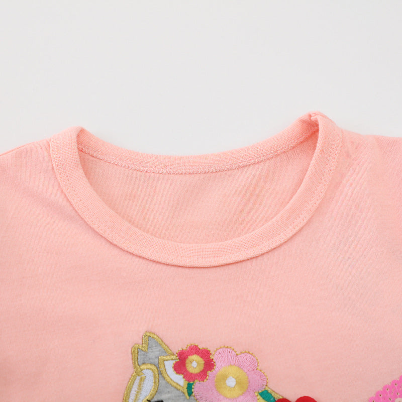 Mädchen T-Shirt mit verspieltem Einhorn-Design und Rüschendetails Echo Archiv