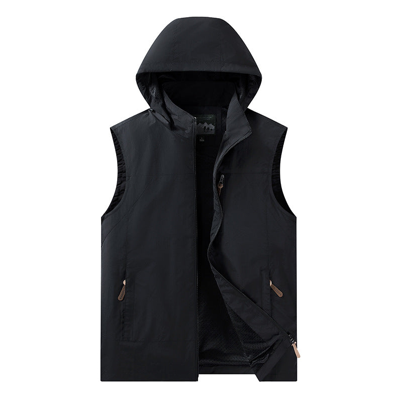 Herren Leichte outdoor‑Weste mit Kapuze, atmungsaktivem Meshfutter und wasserabweisender Shell Echo Archiv
