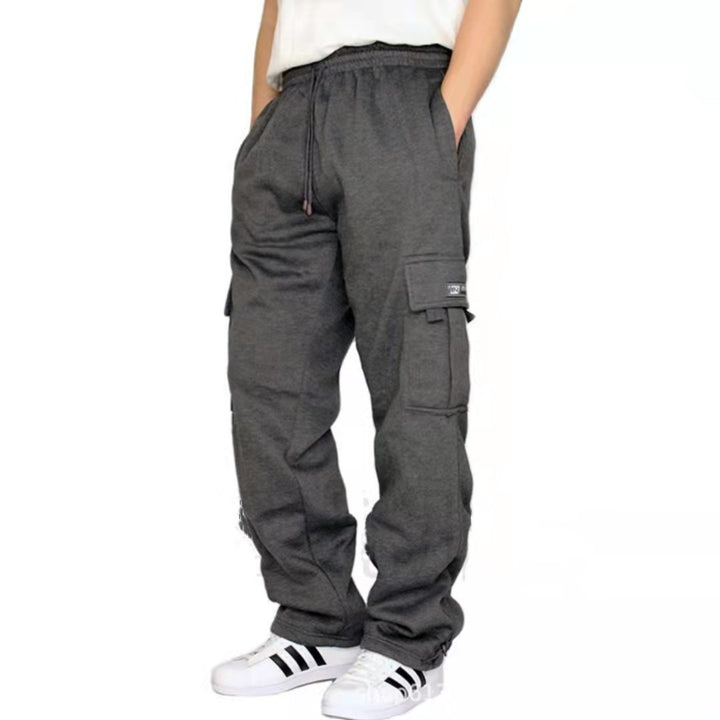 Herren lässige Cargo-Jogginghose mit Tunnelzugbund und aufgesetzten Cargotaschen – Bravaro