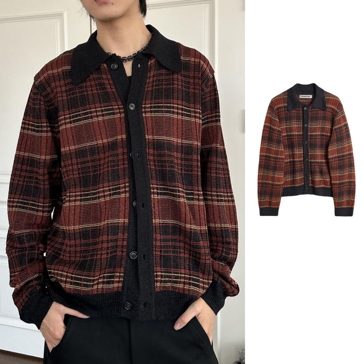 Damen Modische Strickjacke mit Karomuster Echoarchiv