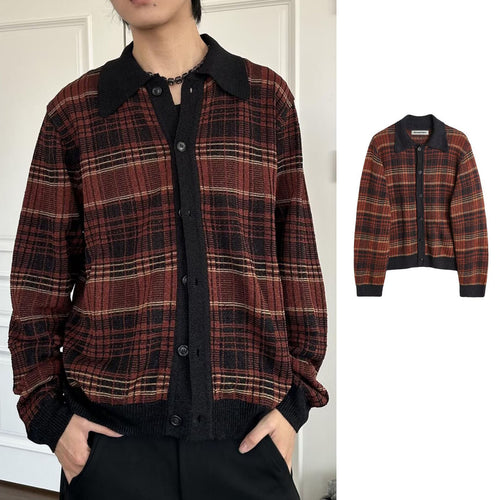 Damen Modische Strickjacke mit Karomuster Echoarchiv