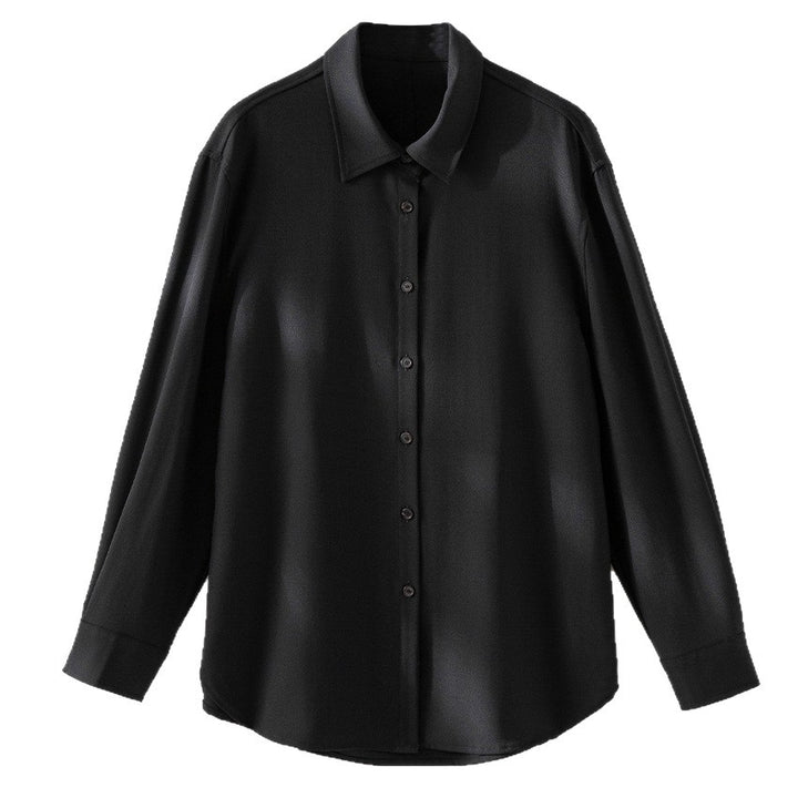 Damen Oversized Seidiges Hemd mit durchgehender Knopfleiste und Hemdkragen Echoarchiv