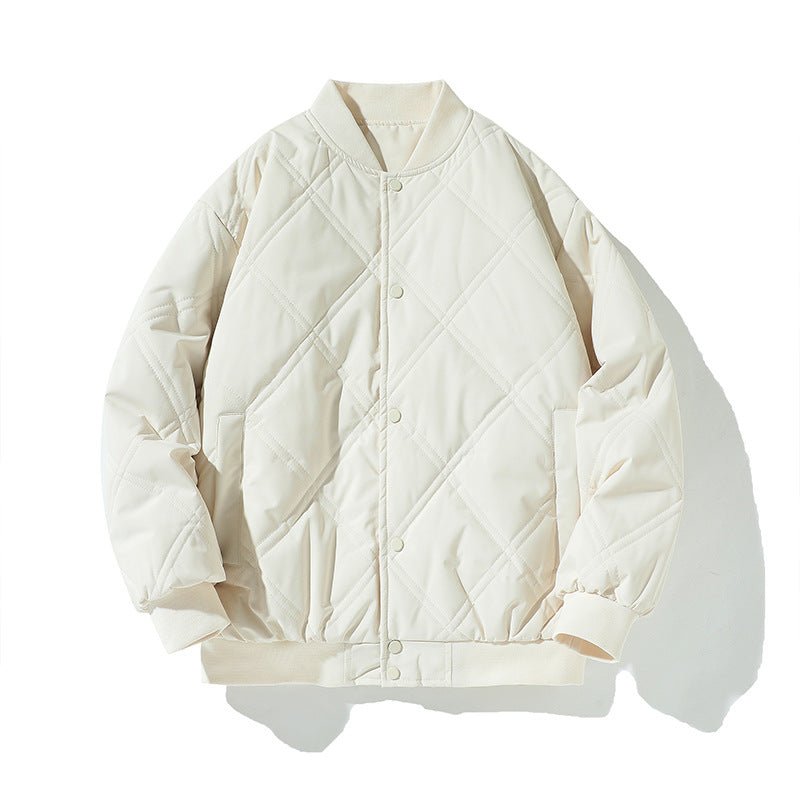 Herren gesteppte College Varsity Jacke mit Diamantsteppung, Druckknopfverschluss und gerippten Bündchen – Taviero