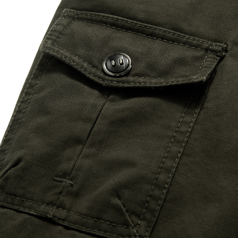 Herren nan leichte Canvas-Fieldjacke im Military-Stil mit Stehkragen, Schulterklappen und aufgesetzten Brust- und Ärmeltaschen Echo Archiv