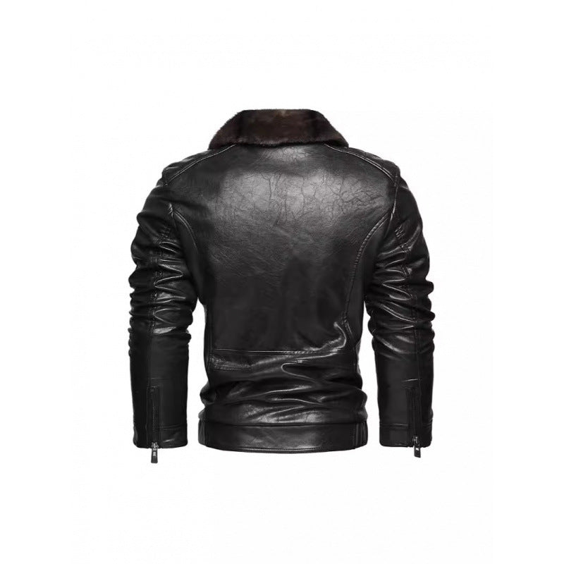 Herren Lederjacke mit Kunstfellkragen Echo Archiv