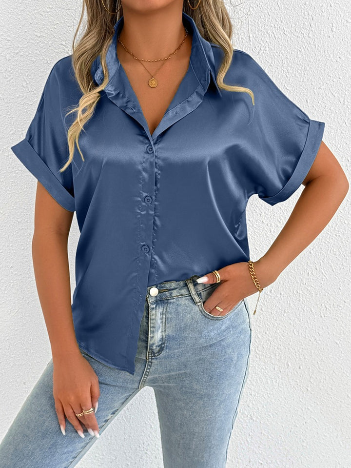 Damen Satinbluse mit lässigem Schnitt und elegantem Kragen Echo Archiv