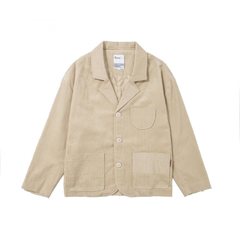 Herren Kastenförmiger Cord-Blouson mit Reverskragen, aufgesetzten Taschen und lockerer Silhouette Echo Archiv