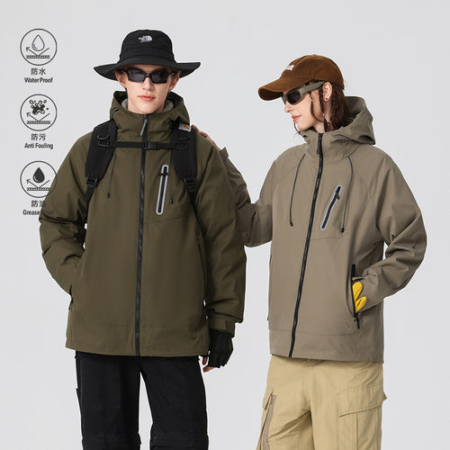 Herren Wasserdichte Softshell-Regenjacke mit verstellbarer Kapuze und Brustreißverschluss Echo Archiv