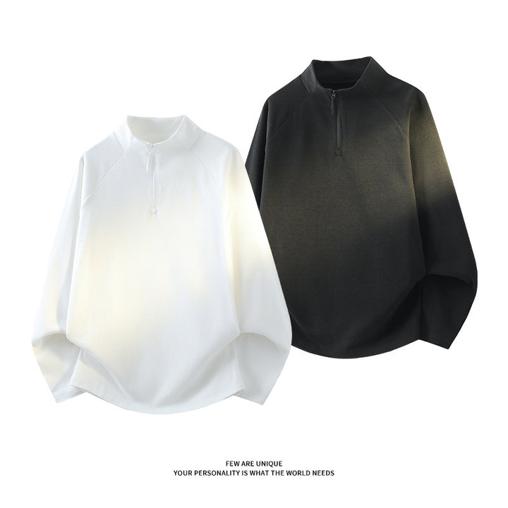 Unisex Oversize-Mockneck-Halbzip-Sweatshirt aus Mikrofleece mit abgerundetem Saum Echo Archiv