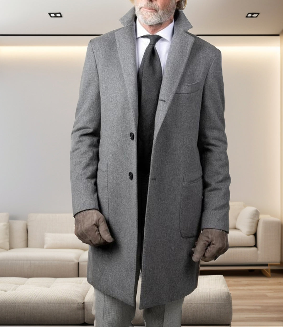 Herren eleganter Wollmantel mit schlanker Silhouette Echoarchiv