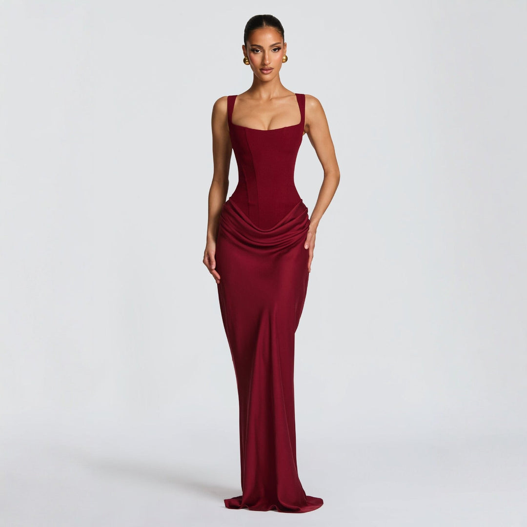 Damen Elegantes Maxikleid mit raffiniertem Drapierungseffekt Echoarchiv