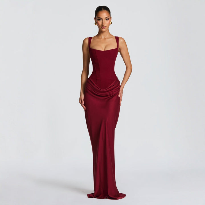 Damen Elegantes Maxikleid mit raffiniertem Drapierungseffekt Echoarchiv
