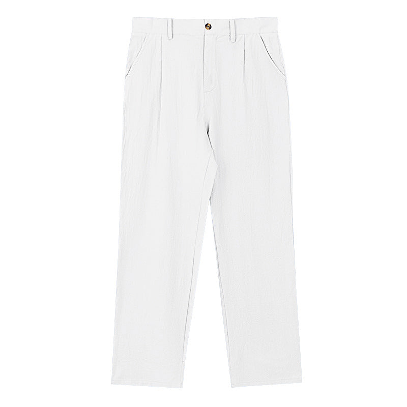 Herren nan elegante Bundfaltenhose aus leichtem Baumwollmix mit geradem Schnitt und Gürtelschlaufen Echo Archiv