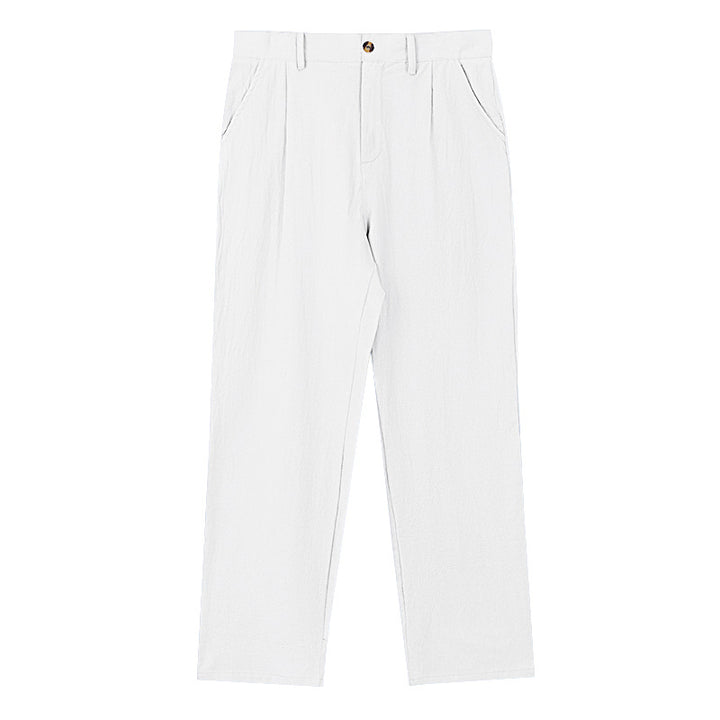 Herren nan elegante Bundfaltenhose aus leichtem Baumwollmix mit geradem Schnitt und Gürtelschlaufen Echo Archiv
