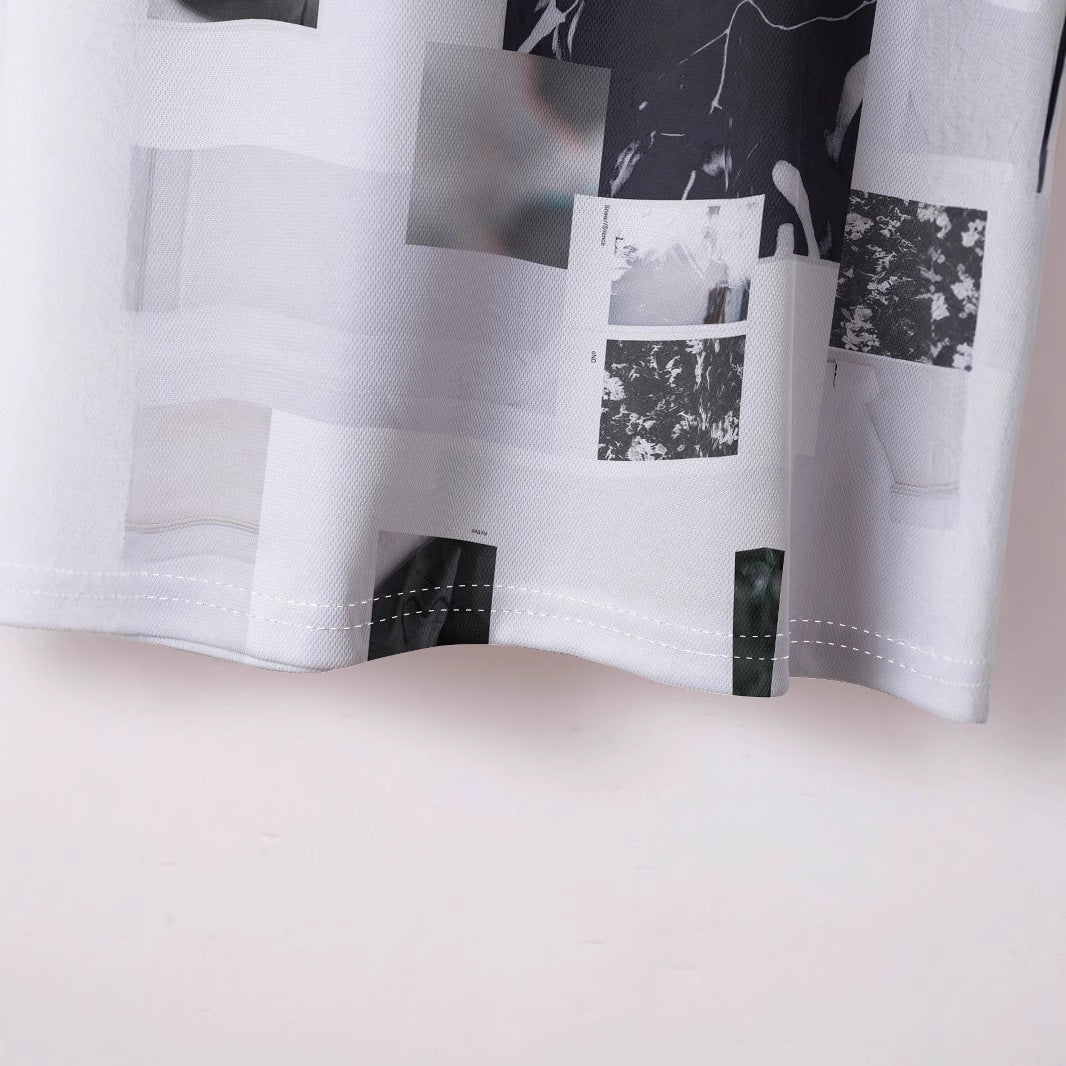 Herren Kurzarm Polohemd mit kreativem Fotomuster Echoarchiv