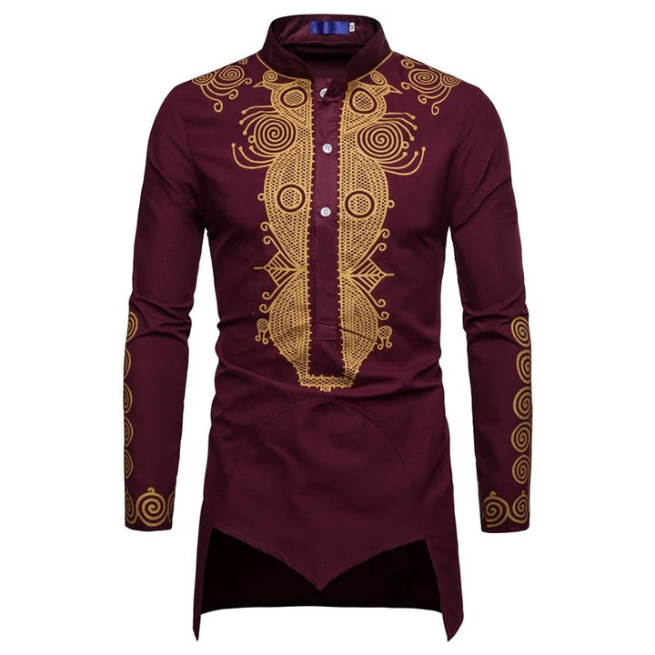 Herren elegantes traditionelles Hemd mit feinen Stickmustern Echoarchiv