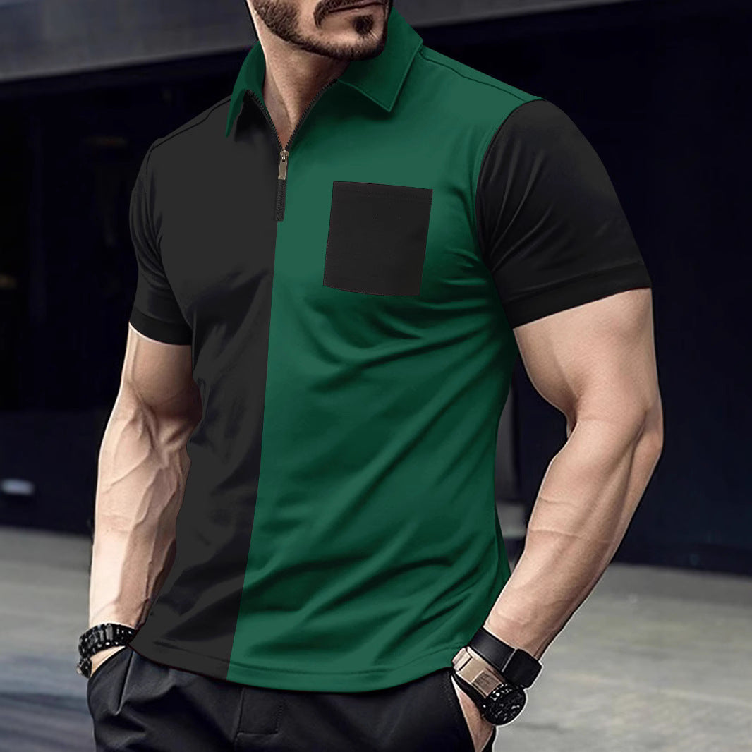 Herren sportliches Kurzarm-Oberteil mit Reißverschluss und stylishem Design Echoarchiv