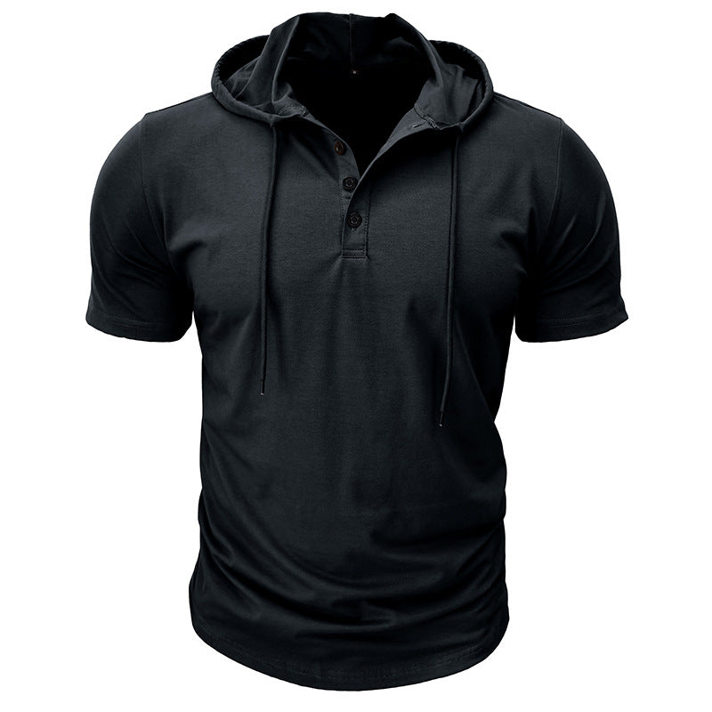 Herren Kurzarm-Hoodie mit Knopfleiste Echoarchiv