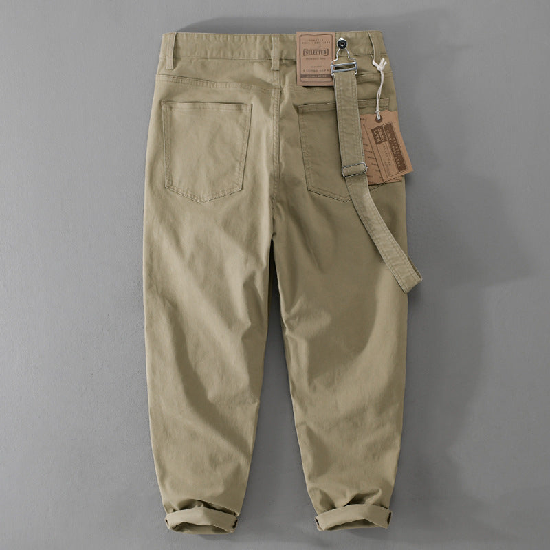 Herren Tapered-Chinohose mit abnehmbarem Gurt, hohem Bund und gekrempeltem Saum Echoarchiv