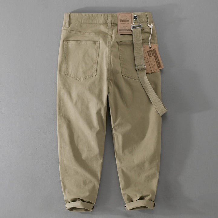 Herren Tapered-Chinohose mit abnehmbarem Gurt, hohem Bund und gekrempeltem Saum Echoarchiv