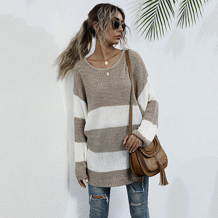 Damen Lässiger Strickpullover mit Blockstreifen Echo Archiv